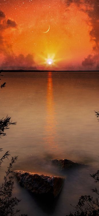 Reflexión, Agua, Los Recursos de Agua, Ambiente, Afterglow. Wallpaper in 1080x2340 Resolution