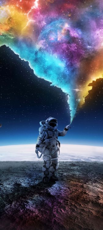 el Espacio Exterior, Astronauta, Universo. Wallpaper in 1080x2400 Resolution