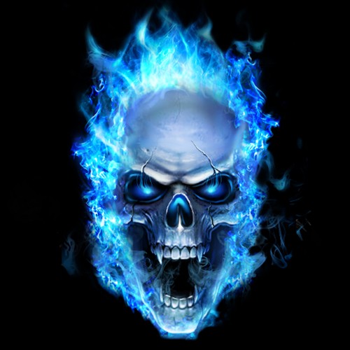 Image flaming skull, flame, head, bone, jaw