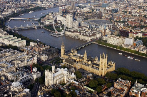 Image aerial view of city buildings during daytime