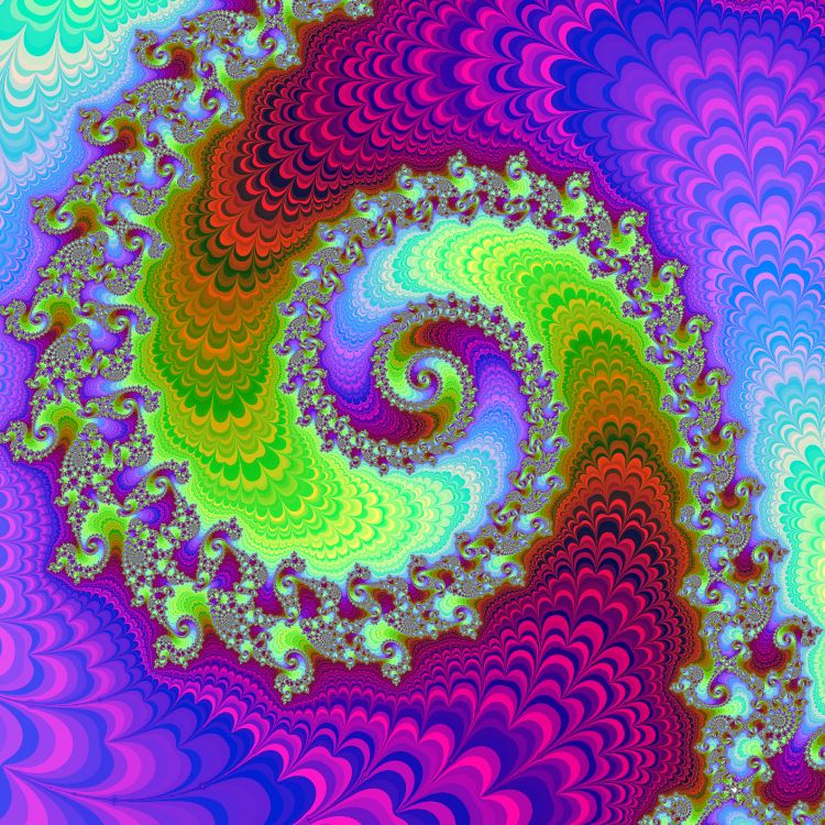 Illustration de Spirale Violet Vert et Bleu. Wallpaper in 3840x3840 Resolution