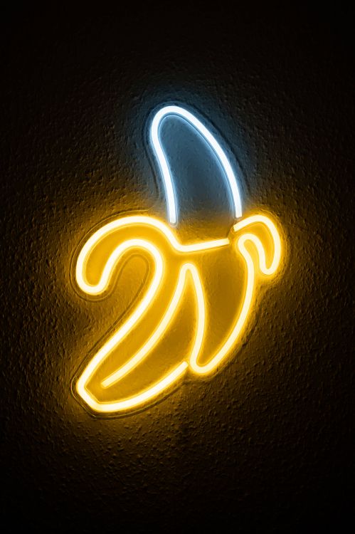 Banane, Leuchtreklame, Neon-Beleuchtung, Neon, Licht. Wallpaper in 3697x5546 Resolution