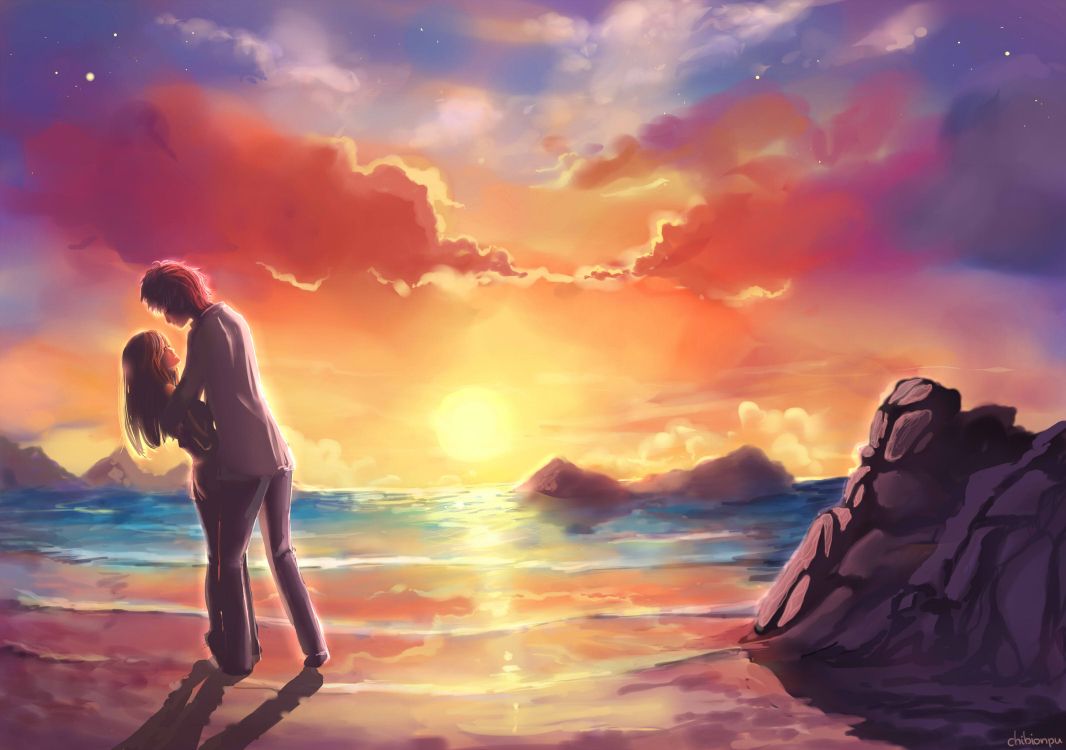 数码艺术, 人们在自然界, 浪漫, 地平线, 晚上 壁纸 3200x2250 允许