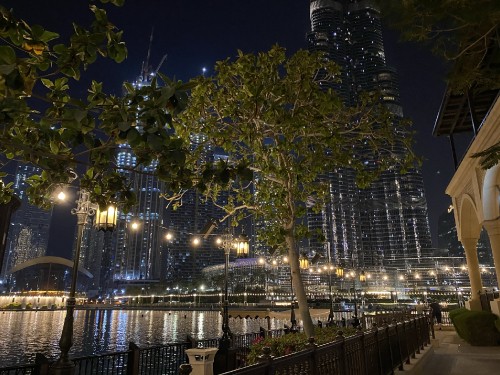 Image dubai, burj khalifa, reflection, night, city