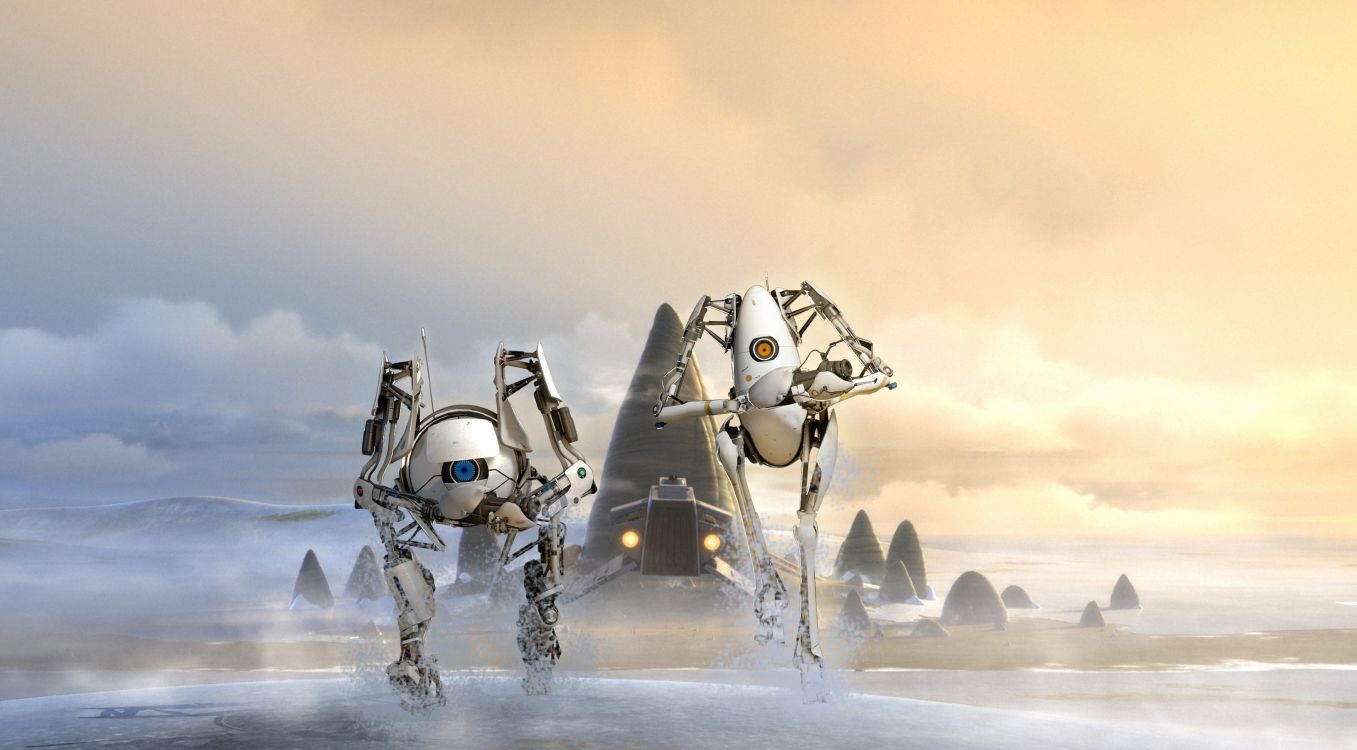 Portal 2, Portail, Robot, Machine, Pac Man. Wallpaper in 2954x1632 Resolution