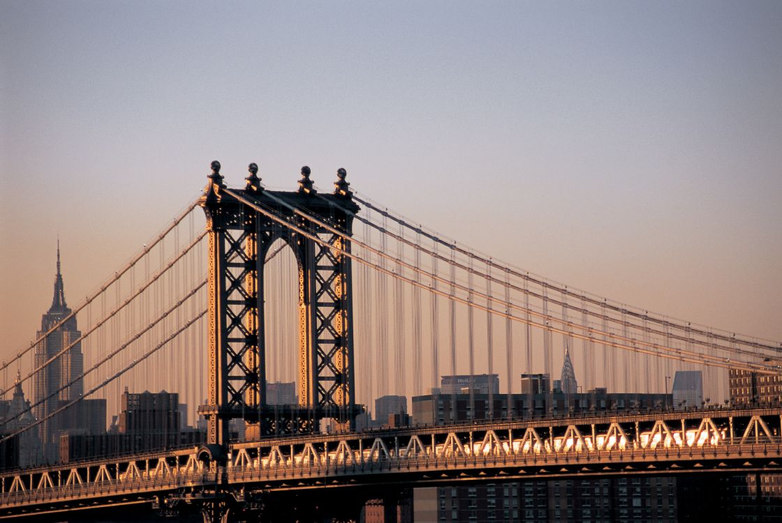 布鲁克林大桥, 曼哈顿大桥, 有线桥, 里程碑, 城市 壁纸 5110x3420 允许