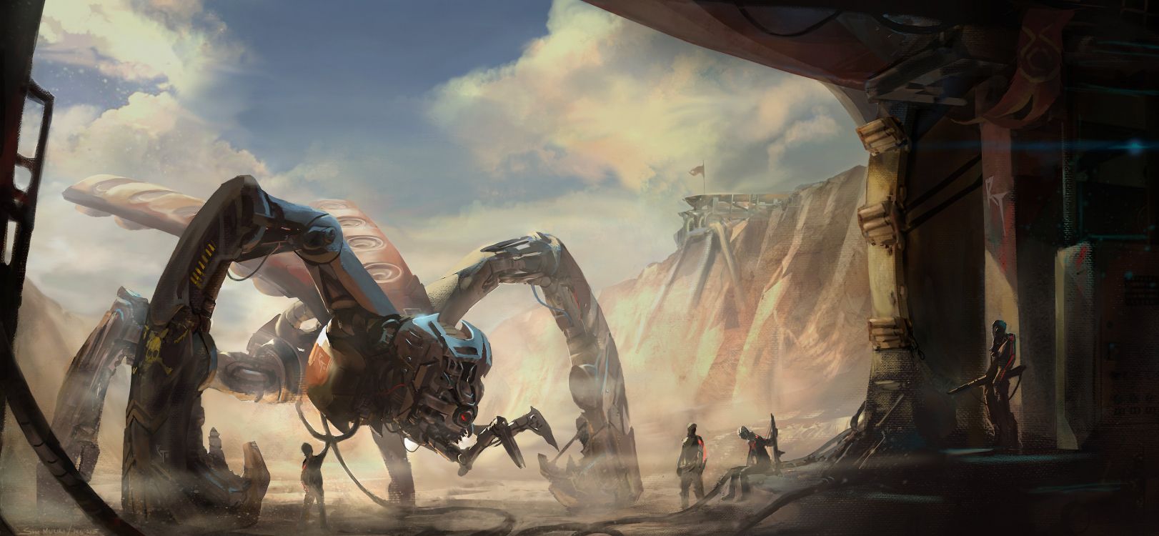 Leute, Die Tagsüber Auf Brauner Felsformation Reiten. Wallpaper in 3500x1618 Resolution