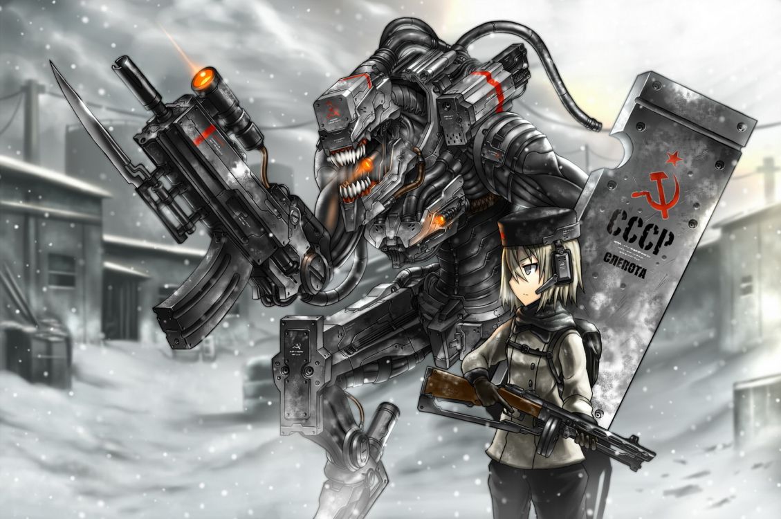 Schwarz-brauner Roboter Mit Gewehr. Wallpaper in 1920x1275 Resolution