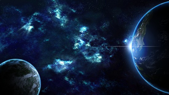 Image blue and white galaxy illustration