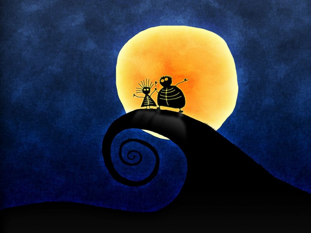 Person in Schwarzer Jacke, Die Auf Blauer Mondillustration Steht. Wallpaper in 2048x1536 Resolution