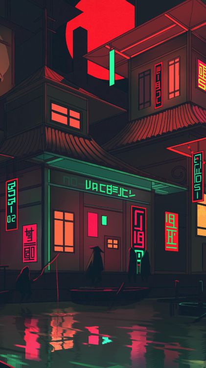 Arte, Neon, Edificio, Luz, Ventana. Wallpaper in 2160x3840 Resolution