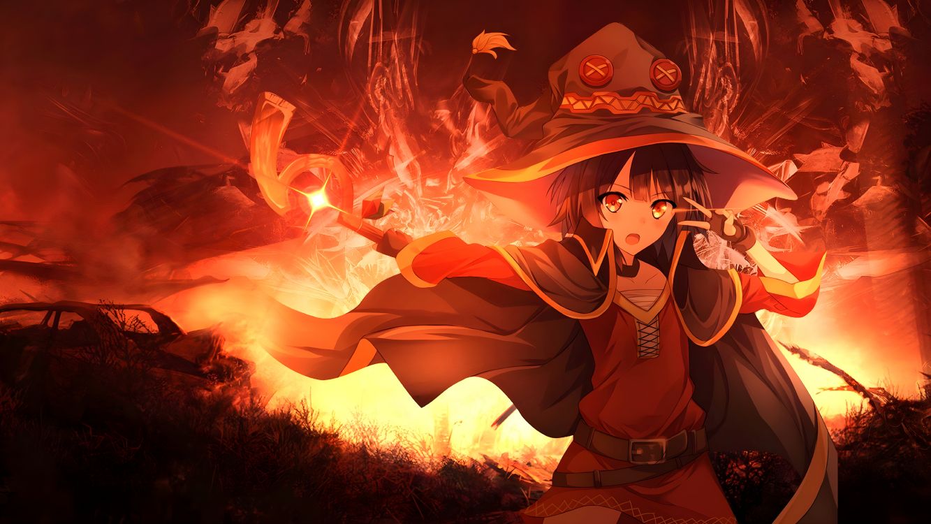 Megumin, KonoSuba, Arte Animado, Anime, Caricatura. Wallpaper in 7680x4320 Resolution