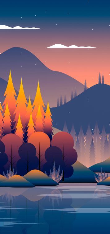 Paisaje Minimalista, Arte, el Minimalismo, la Pintura de Paisaje, Ilustración. Wallpaper in 1420x3000 Resolution