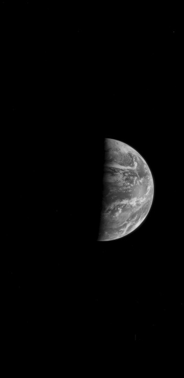 Image grayscale photo of half moon