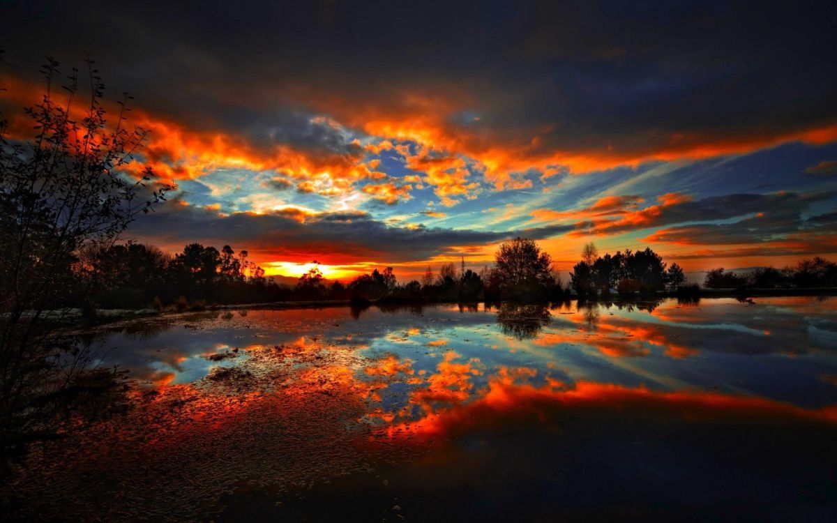 scenic sunset, sunset, sunrise, cloud, water