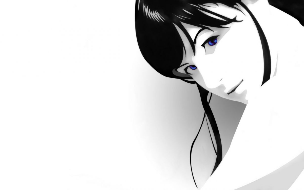 Girl, Black and White, Blue, Head. Wallpaper in 2560x1600 Resolution