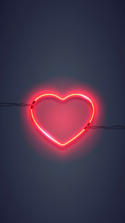 Corazón de Neón Rojo, la Iluminación de Neón, Neon, Letrero de Neón de Alas de Ángel, Luz. Wallpaper in 1440x2560 Resolution