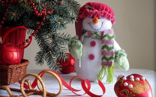 Image new year, christmas, christmas decoration, snowman, gift