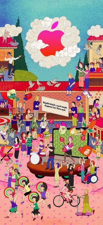 Pomme Badat Rue, Avenue Baignée, Apple, Pink, Art. Wallpaper in 1420x3073 Resolution