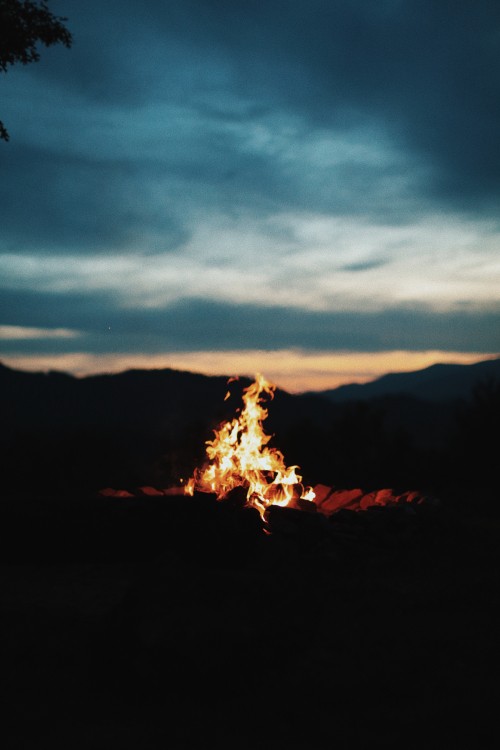 Image fire on ground during night time