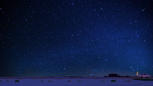 Image black car on road under starry night