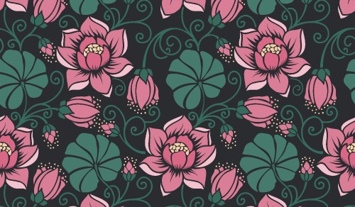 Image black and pink floral textile