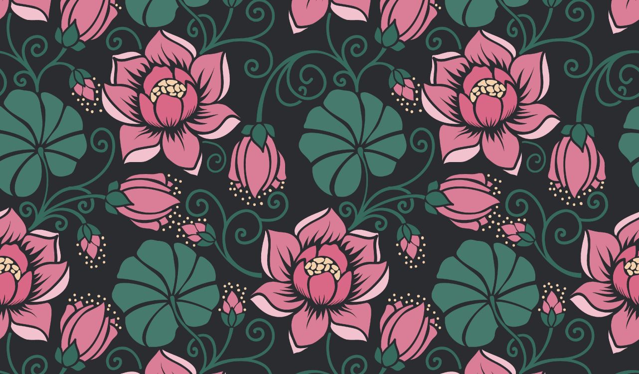 Schwarz-rosa Florales Textil. Wallpaper in 5000x2925 Resolution