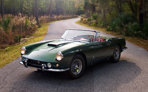 Image green convertible coupe on road during daytime