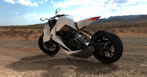 Image white and black sports bike on brown sand during daytime