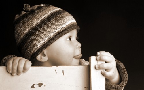 Image child, finger, beanie, infant, girl