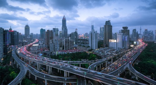 Image city skyline under cloudy sky during daytime