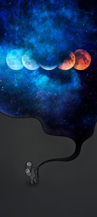 Ambiente, de la Media Luna, Luna, Azure, Naturaleza. Wallpaper in 1080x2400 Resolution