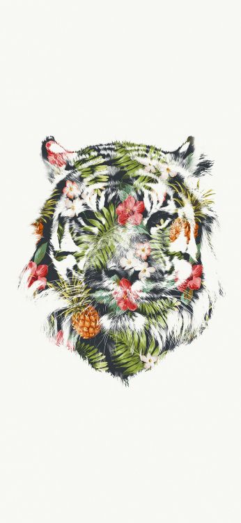 Robert Loup, Toile, Art, Icanvas, Bibelots Tigre Tropical. Wallpaper in 1080x2340 Resolution