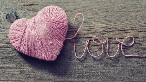 Image heart, pink, thread, woolen, textile