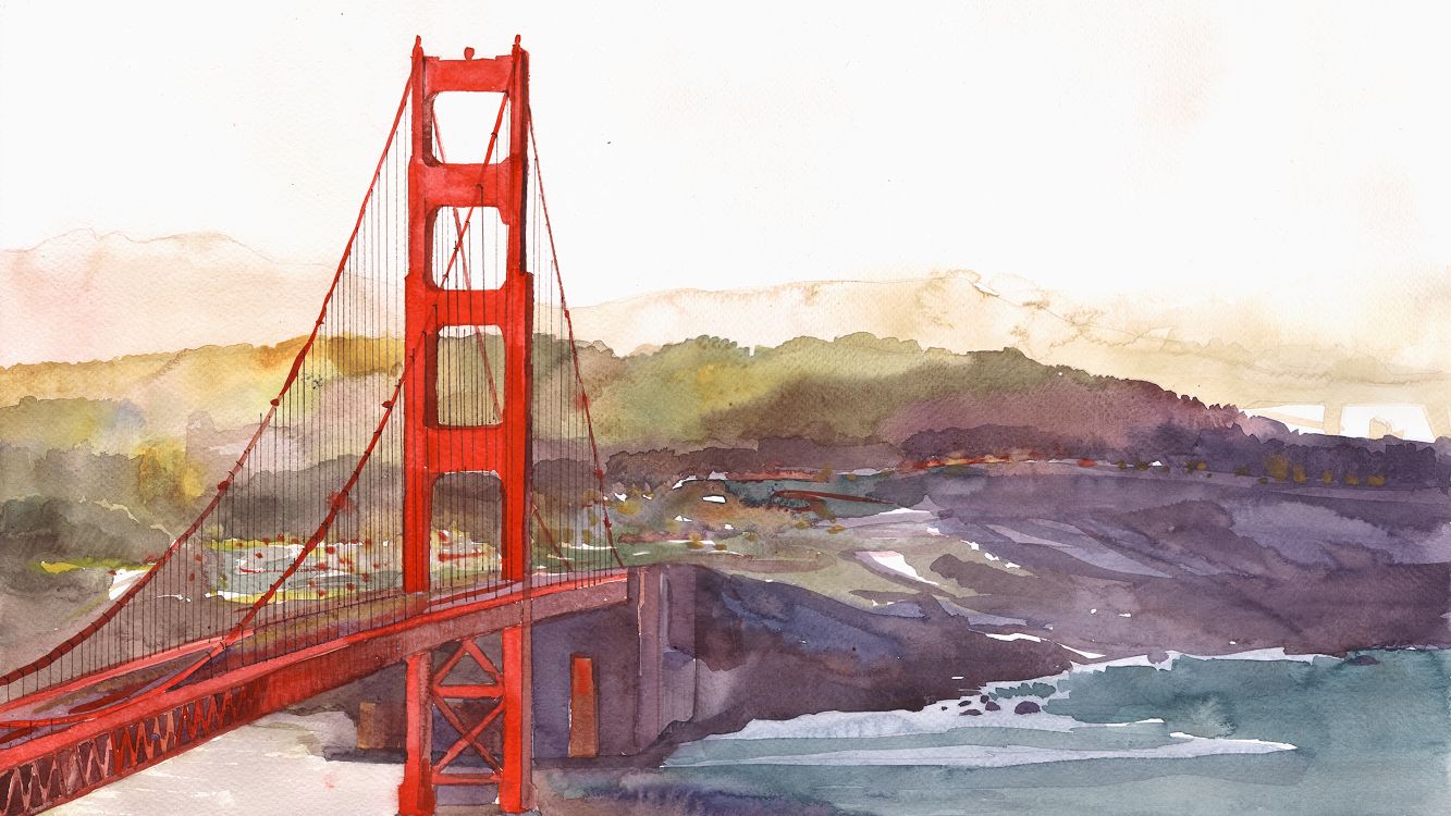 Célèbre Aquarelle, Peinture à L'aquarelle, Architecture, Arts Visuels, Eau. Wallpaper in 3840x2160 Resolution