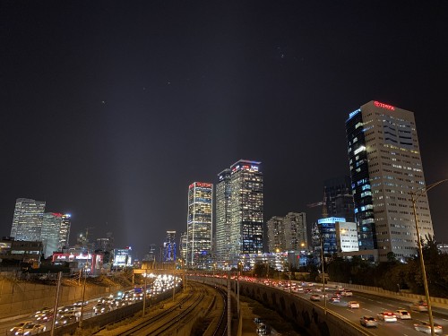 Image night, road, tower block, infrastructure, city