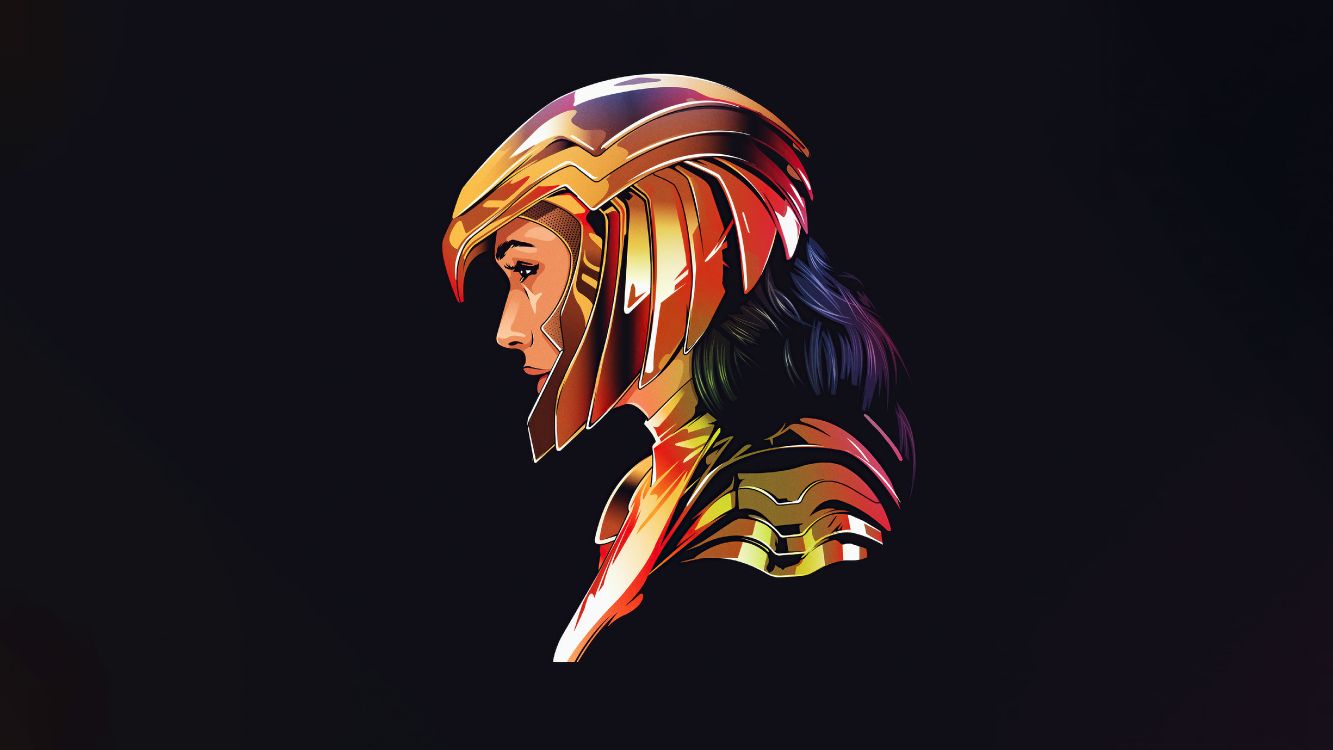 wonder woman, minimalism, art, helmet, painting