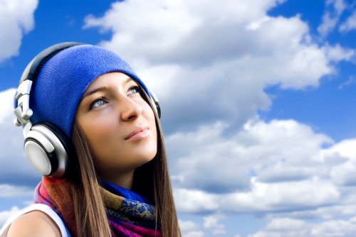 Image headphones, blue, beauty, audio equipment, close up