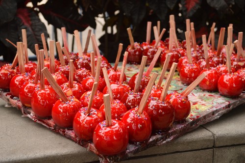 Image red and white stick candles