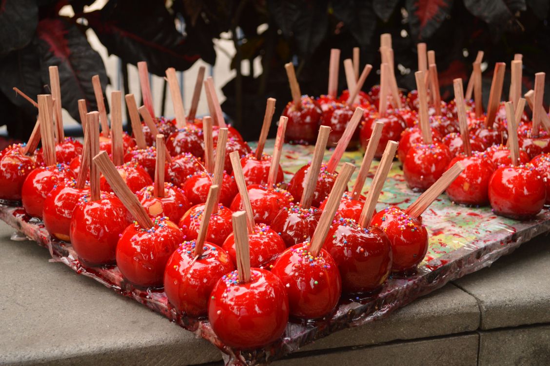 red and white stick candles