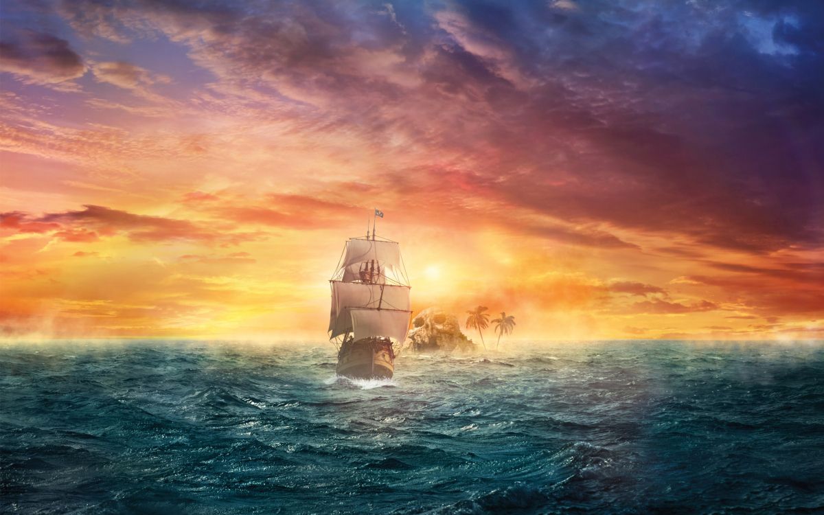 海盗行为, 海洋, 地平线, 大海, 冷静 壁纸 2880x1800 允许