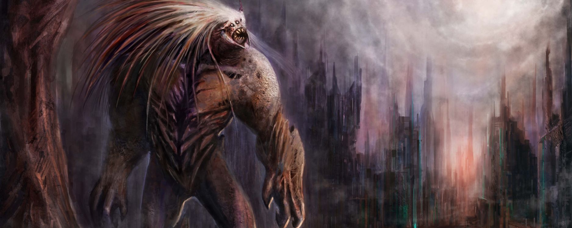 Peinture de Lion Marron et Blanc. Wallpaper in 2560x1024 Resolution