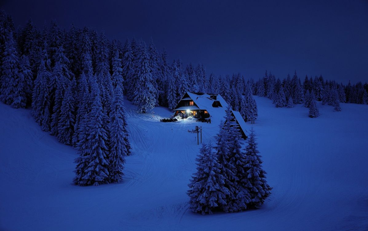 winter mountains, mountain, alps, mountain cabin, Mountain resort