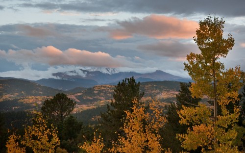 Image green trees near mountains under white clouds during daytime