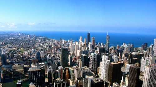 Image aerial view of city buildings during daytime