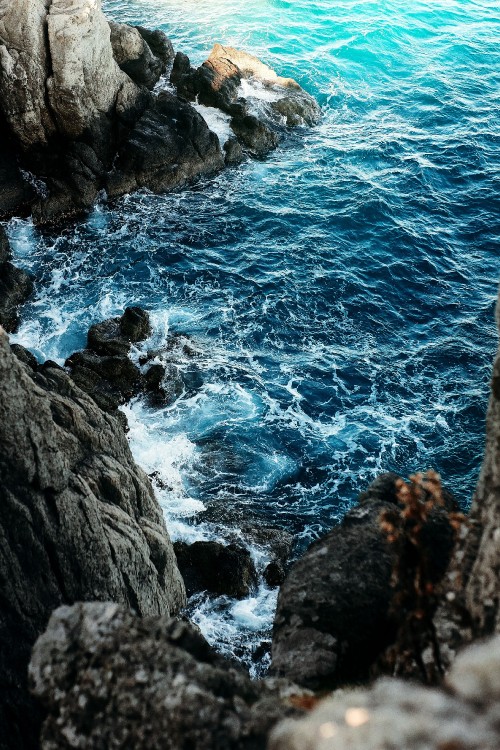 Image aesthetic brown green blue rocks, rock, earth, water, sea