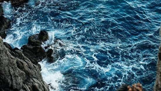 Image aesthetic brown green blue rocks, rock, earth, water, sea