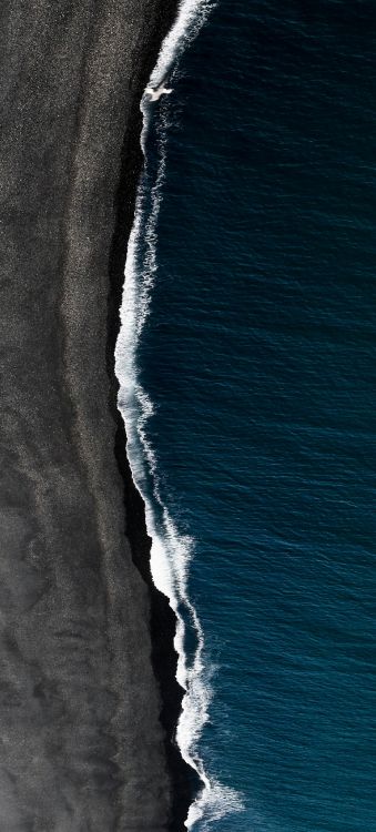 Plage de Sable Noir Vik, Sable Noir, Plage, Sand, Nature. Wallpaper in 1449x3200 Resolution