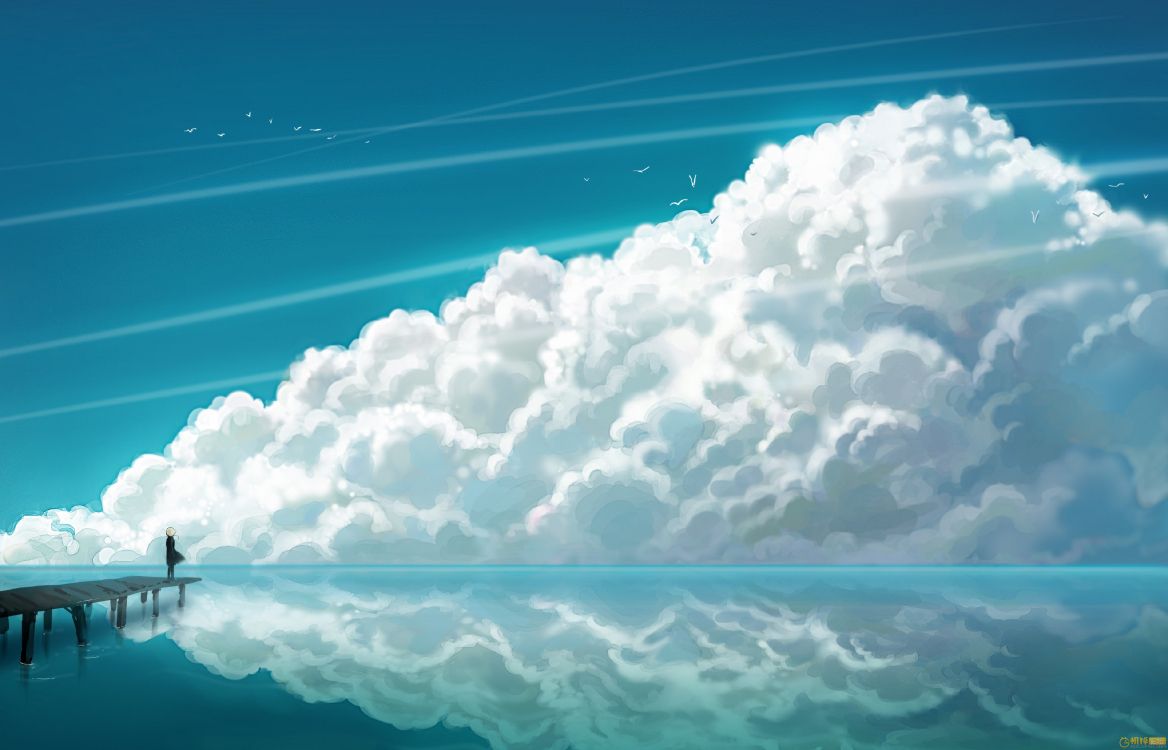 Nuages Blancs et Ciel Bleu. Wallpaper in 3800x2440 Resolution