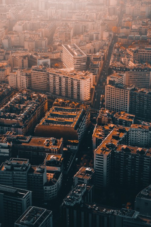 Image aerial view of city buildings during daytime